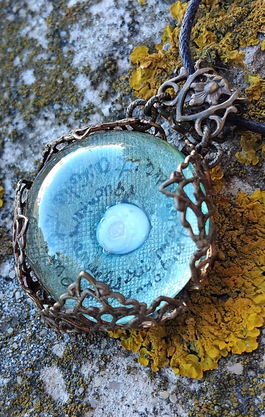 👁 Pendentif artisanal oeil de Sainte Lucie corse + verset psaume